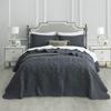 CHIXIN Oversized Bedspread Coverlet Set King Size - Lightweight Bedding Cover - Beautiful Stitching - 4 Piece Reversible Bedspread - Gorgeous Damask Paisley Pattern (King, Dark Grey) view 1