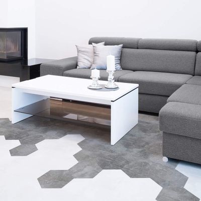 Ambiance Stickers Peel and Stick Decorative Hexagon Beton Cire Floor Tile, DIY Home Decor, Peel and Stick Removable Stickers, Waterproof Non-Skid Sticker - H40 x L90 cm - 10 Stickers of 20 x 18 cm
