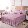 YEARLY Luxury Lace Quilted Bed Skirts Romantic Girls Bed Sheet Elegant Teen Flat Sheet Ultra Soft Thicken Protective Bed Covers Pinka 59x79inch+pillowcase2 view 1