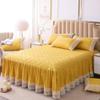Luxury Lace Quilted Bed Skirts Romantic Girls Bed Sheet Elegant Teen Flat Sheet Ultra Soft Thicken Protective Bed Covers Yellow 59x79inch+pillowcase2 view 1