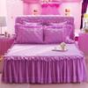 YEARLY Luxury Lace Quilted Bed Skirts Romantic Girls Bed Sheet Elegant Teen Flat Sheet Ultra Soft Thicken Protective Bed Covers Purplea 79x87inch+pillowcase2 view 1
