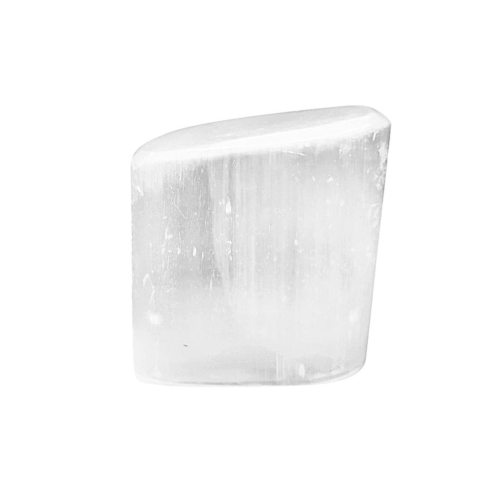Shubhanjali Reiki Healing Selenite Crystal Single Tumble Stone Raw Selenite Tumble Gemstone Pebble for Aquarium Home Decorative Garden Table Vastu Correction 1 Pc White, Standard, Crystal, Selenite