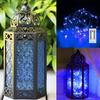 12 Cobalt Blue Glass Metal Moroccan Decorative Candle Lantern with LED Twinkle Fairy Lights & Remote Table Centerpieces, Indoor Home Decor, Outdoor Patio & Porch, Large view 1