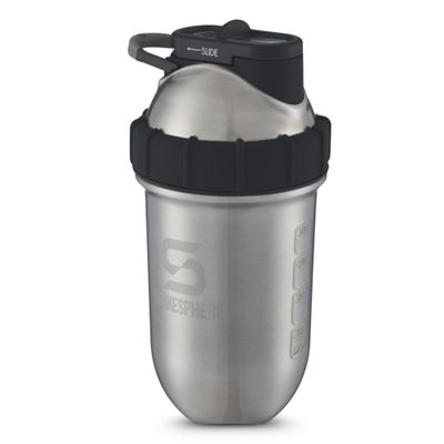 SHAKESPHERE Stainless Steel Shaker Bottle - 24oz Insulated Protein Shaker Bottle for Hot & Cold Drinks - Ideal for Shakes & Smoothies, Leak-Proof, BPA-Free, No Mixer Ball Needed, Steel - Original