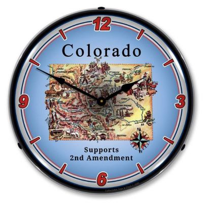 Colorado Supports The 2nd Amendment LED Wall Clock, Retro/Vintage, Lighted, 14 inch