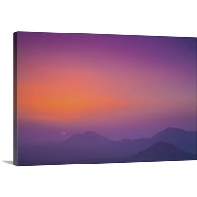CANVAS ON DEMAND Pink and Purple Sky with Silhouetted Mountains, Namibia Canvas Wall Art Print by Aaron Von Hagen, Home Decor, Nature Artwork, 48" x32in