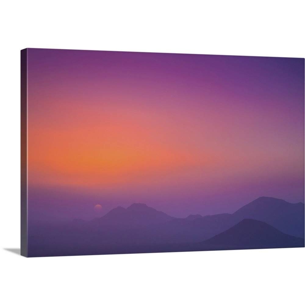 CANVAS ON DEMAND Pink and Purple Sky with Silhouetted Mountains, Namibia Canvas Wall Art Print by Aaron Von Hagen, Home Decor, Nature Artwork, 48" x32in