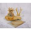 SHINING Pineapple Ceramic Jewelry Cosmetics Storage Tray Snack Plate Dry Fruit Pallet Electroplate Surface Decorations Plate Afternoon Tea Dessert Pallet (Gold) view 3