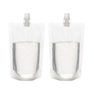 50pcs Plastic Pouch 500ml Drinks Flasks Disposable Drink Container Take Out Beverage Juice Bags Reclosable for Travel Outdoor