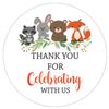 2 Inch Thank You for Celebrating with Us Stickers, Baby Shower Thank You Sticker Labels, Woodland Animals Thank You Stickers for Baby Shower Party, Birthday Party Favor, Pack of 50 view 1