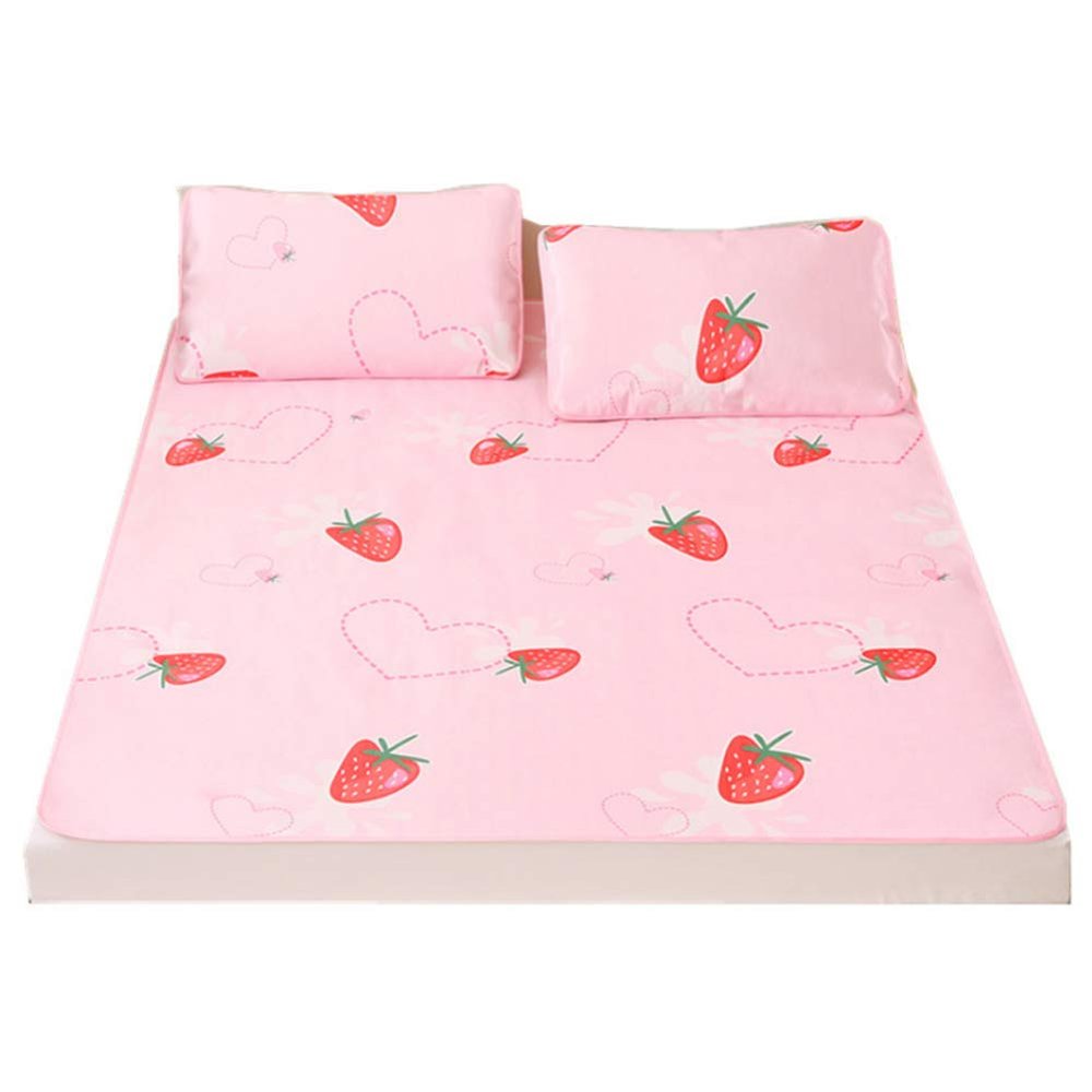 2Pcs/Set Air Conditioning Mat with Pillowcase Cartoon Pattern Foldable Summer Grounding Mat Soft Cooling Sleeping Mat 195x90cm