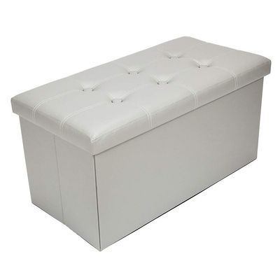 30 inches Storage Ottoman Bench 80L Storage Bench, Foldable Footrest Shoe Bench with 80L Storage Space,Support 350lbs for Bedroom and Hallway (Grey)