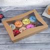 ONE MORE [15-Pack] 14 x10 x 3inch Brown Paperboard Lock Corner Window Bakery Cookie Boxes, Large Container with PVC Windows for Pie and Cookie Box view 3