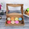 ONE MORE [15-Pack] 14 x10 x 3inch Brown Paperboard Lock Corner Window Bakery Cookie Boxes, Large Container with PVC Windows for Pie and Cookie Box view 4