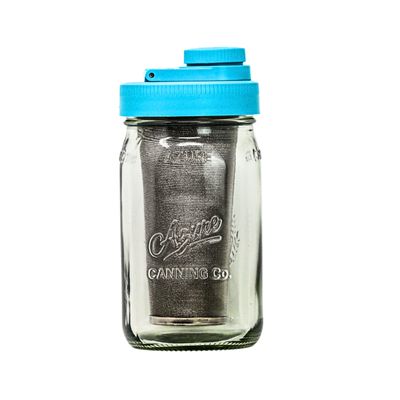 Brewing America Mason Jar Cold Brew Coffee Maker Infuser: Made in USA Wide Mouth Mason Jar Lid with Azure Canning Jar, and Stainless Steel Filter for Delicious Coffee, Tea - 1 Quart 32 oz Teal Lid