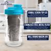 Brewing America Mason Jar Cold Brew Coffee Maker Infuser: Made in USA Wide Mouth Mason Jar Lid with Azure Canning Jar, and Stainless Steel Filter for Delicious Coffee, Tea - 1 Quart 32 oz Teal Lid view 2