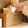 4 Pack, Wicker Baskets with Lids, Nautral Seagrass Storage Baskets, Woven Rectangular Basket Bins, Rattan Storage Organizer for Shelf view 3