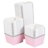 100-Piece Set of Small Square Paper Baking Cups: Cupcake Liners, Dessert Holders, Muffin Cases for Weddings, Birthdays, and Showers (Pink) view 1