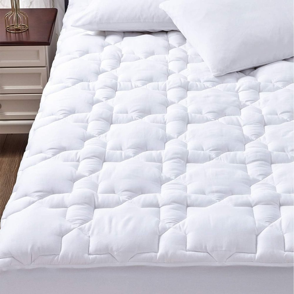 CozyLux King Mattress Pad - Cotton Mattress Topper King Size up 8-21" Thick Mattresses, 450GSM Quilted Fitted Breathable & Soft Mattress Cover, Cooling Mattress Protector (78"x80", White)