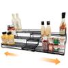 DOTORYDESIGN 3 Tier Wide Expandable Cabinet Spice Rack Organizer (14.5" to 29.1") - Step Shelf with Protection Railing, Black view 1