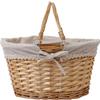 KINJOEK Wicker Woven Basket, 14 x 11 x 6.7 Inch Multipurpose Willow Basket with Handle Premium Linen Cotton Cloth Lining for Storage and Decoration, Natural view 2