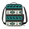 GIFTPUZZ Turquoise Aztec Horse Animal Lunch Bag Insulated Thermal Lunchbox Tote Bag Girls School Picnic Summer Camp Students Portable Lunchbag Food Organizer Snack Shoulder Bag Satchel view 1