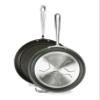 All-Clad HA1 Hard Anodized Nonstick 2 Piece Fry Pan Set 10, 12 Inch Induction Pots and Pans, Cookware Black and HA1 2 Pack 10" & 12" Glass Lid, Clear view 3