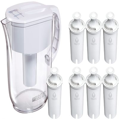 Brita Large Water Filter Pitcher with Standard Filter Replacements - 40 Gallons (2 Months) Filtration Capacity, Removes Chlorine Taste and Odor, Mercury, Copper