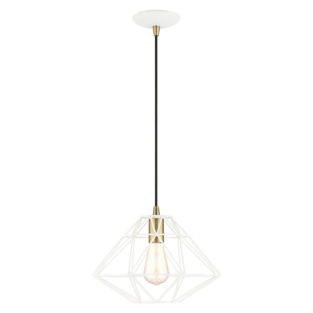 Livex Lighting, 41323-03, Knox, Pendant, White with Antique Brass Accents