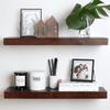 Homeforia 24inch Walnut Floating Shelves for Wall, High End Solid Real Wood 24in Floating Shelf for Bathroom, Dark Brown 24 inch Long Floating Shelves, Heavy Duty Bracket, 24 X 6.5 X 1.75 in, Set of 2 view 1