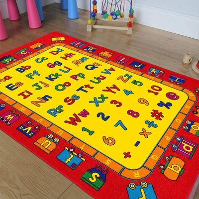 Champion Rugs Kids/Daycare/Classroom/Playroom Area Rug. Alphabet. Numbers. Train. Educational. Fun. Non-Slip Gel Back (8 Feet X 10 Feet)