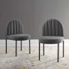 Modway Isla Dining Side Chair Upholstered Fabric Set of 2 in Black Charcoal view 1