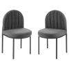 Modway Isla Dining Side Chair Upholstered Fabric Set of 2 in Black Charcoal view 3
