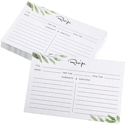 Outus 80 Pieces 4x6 Recipe Cards, Double Sided Blank Cards for Bridal Shower & Wedding, Vintage Wildflower Leaf Farmhouse Cardstock for Kitchen Recipe Organizer (Fresh Style)