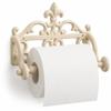 Comfy Hour Decorative Cast Iron Toilet Paper Holder, White Victorian Scroll Wall Mounted Paper Roll Organizer, Shabby Chic Bathroom Accent, Finished Metal Tissue Hanger, 1 Unit (Aged White) view 1