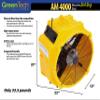 AM 4000 Portable Wind Tunnel Air Mover Circulator Equipment, 4000 CFM High-Thermal Resistant Max Performance Professional-Grade, Carpet Dryer, Floor Blower, Utility Fan, Pest Bed Bug Treatment, Yellow view 2