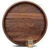 MAGIGO 20 Inches Extra Large Round Black Walnut Wood Ottoman Tray with Handles, Serve Tea, Coffee or Breakfast in Bed, Classic Circular Wooden Decorative Serving Tray view 1