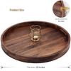 MAGIGO 20 Inches Extra Large Round Black Walnut Wood Ottoman Tray with Handles, Serve Tea, Coffee or Breakfast in Bed, Classic Circular Wooden Decorative Serving Tray view 2