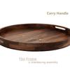 MAGIGO 20 Inches Extra Large Round Black Walnut Wood Ottoman Tray with Handles, Serve Tea, Coffee or Breakfast in Bed, Classic Circular Wooden Decorative Serving Tray view 3