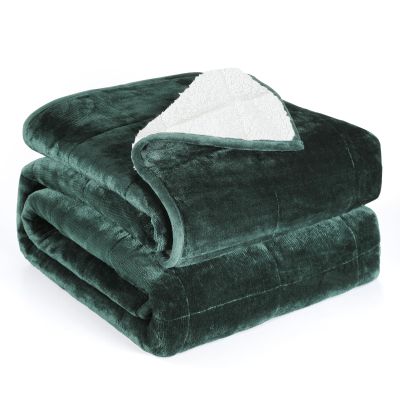 Alomidds Sherpa Fleece Weighted Blanket for Adults(15lbs Twin Size) Heavy Blanket with Fluffy Warm Thick Sherpa & Cozy Soft Flannel Snuggle Great for Sofa Bed Calming, 48x72 inches, Forest Green