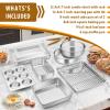 E-far Stainless Steel Baking Pan Set, 9-Piece Bakeware Sets for Cake Cookie Loaf Muffin, Include Round, Square, Rectangle Baking Sheet Pan with Lid & Cooling Rack, Dishwasher Safe view 2