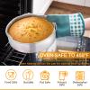 E-far Stainless Steel Baking Pan Set, 9-Piece Bakeware Sets for Cake Cookie Loaf Muffin, Include Round, Square, Rectangle Baking Sheet Pan with Lid & Cooling Rack, Dishwasher Safe view 3