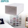 DYRABREST 20 PCS Clear Plastic Shoe Storage Boxes Clamshell Stackable and Foldable Display Shoe Rack Container Shoe Box Organizer for Closet - Requires Assembly view 2