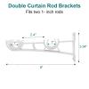 3 Pack Double Curtain Rod Brackets, Heavy Duty Curtain Rod Holders Hooks Double Rod Bracket Hanger Support for 1 Inch Diameter Rod, White view 2