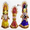 FABIDO Colored Wooden Idol of Lord Jagannath,Balaram and Subhadra Hindu God Made of Pure Neem Wood with Poshak Dress Mukut Peacock Feather (10 Inch) view 1