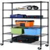 6 Tier Wire Shelving Unit Rack, NSF Heavy Duty Height Adjustable Storage Shelf Metal Shelving with Wheels/Feet Levelers for Garage Rack Kitchen Rack Office Rack Commercial Shelving, Black 18"x48"x76" view 1