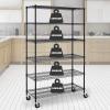 6 Tier Standing Shelf Units, NSF Heavy Duty Height Adjustable Storage Shelf Metal Shelving with Wheels/Feet Levelers for Garage Rack Kitchen Rack Office Rack Commercial Shelving 18" x 48" x 76" Black view 1