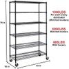 6 Tier Standing Shelf Units, NSF Heavy Duty Height Adjustable Storage Shelf Metal Shelving with Wheels/Feet Levelers for Garage Rack Kitchen Rack Office Rack Commercial Shelving 18" x 48" x 76" Black view 2