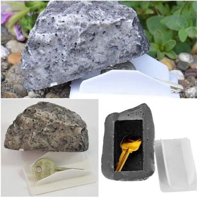 Idiytip Hidden Rock Key Box Gray Stone Diversion Safe Looks Feels Like Real Stone Rock Safe for Outdoor Garden Yard