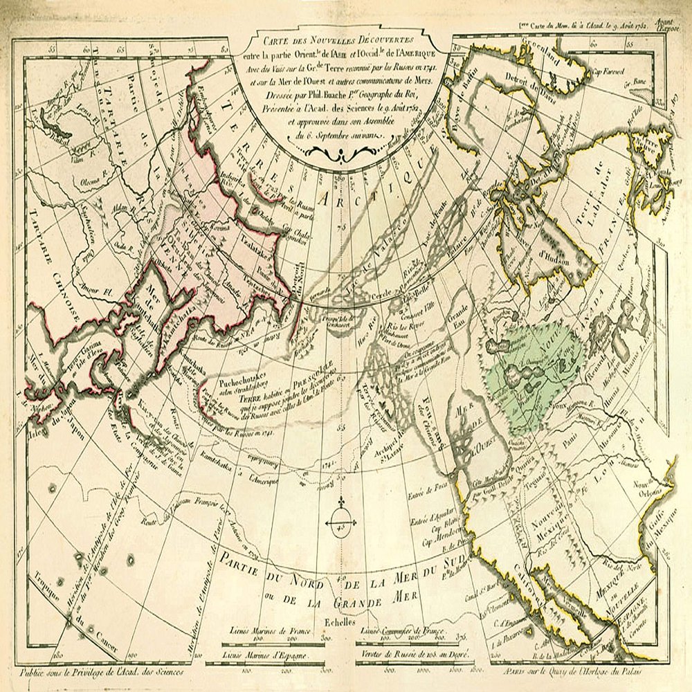 1753 world map by the French cartographer Philippe Buache - Large MAP Vivid Imagery-12 Inch by 18 Inch Laminated Poster With Bright Colors And Vivid Imagery-Fits Perfectly In Many Attractive Frames